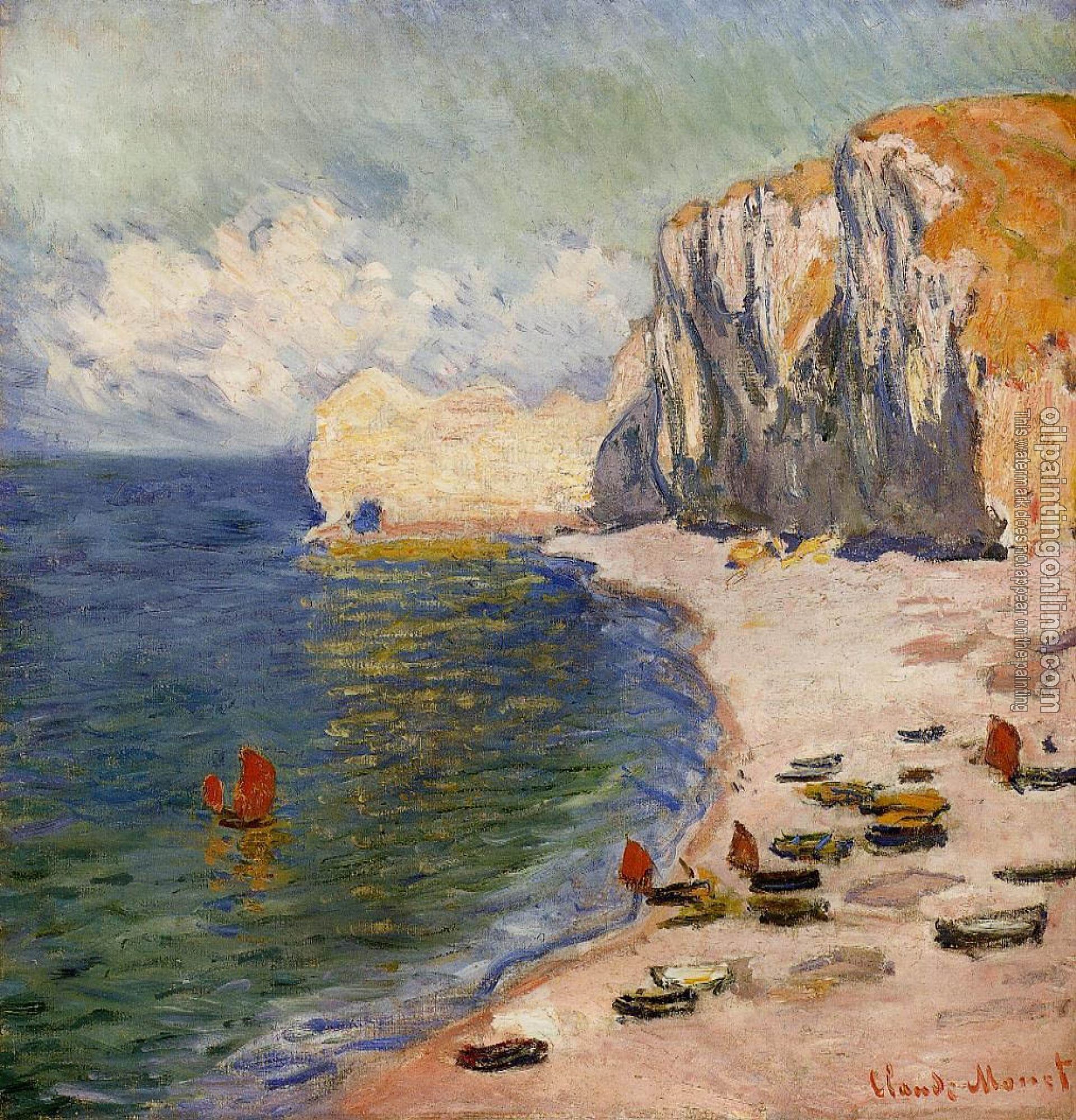 Monet, Claude Oscar - The Beach and the Falaise d'Amont